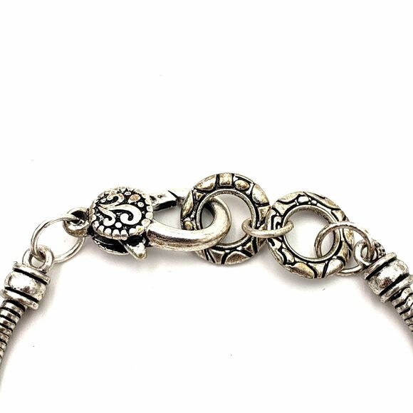 Silver Tone Glass Bead Charm Bracelet Honey Gold Cream Brown Neutral Chunky - Picture 2 of 7